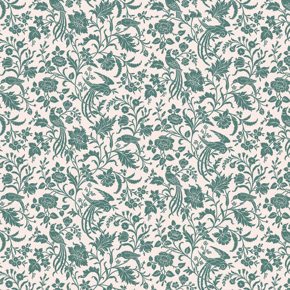 repeat pattern example of 2D-104-C wallpaper in Teal, click to enlarge