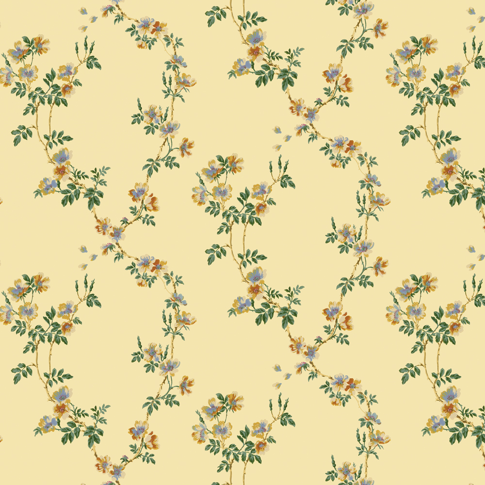 repeat pattern example of 2D-107-E wallpaper in Light Yellow, click to enlarge