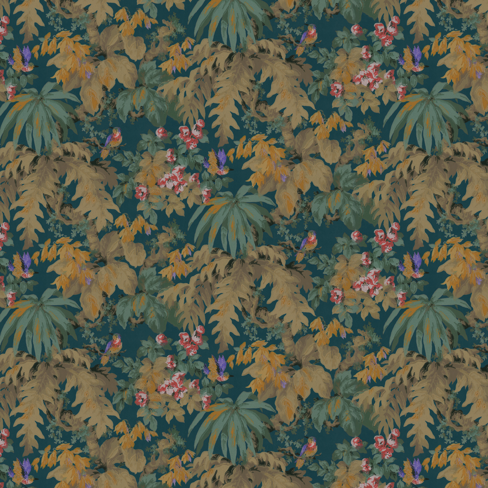 repeat pattern example of 2D-117-A wallpaper in Teal, click to enlarge