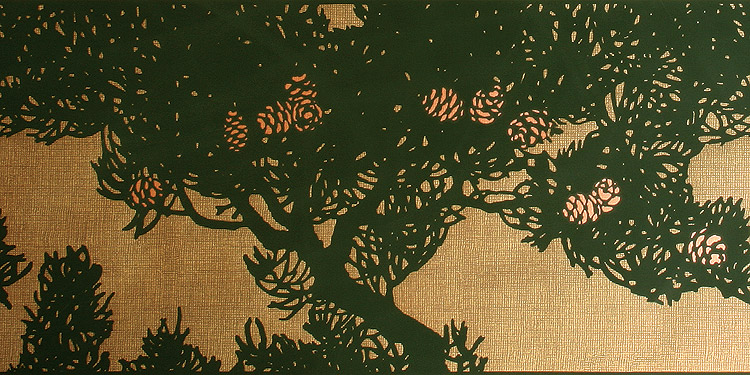 Fir Tree Frieze in Forest Green, click to enlarge