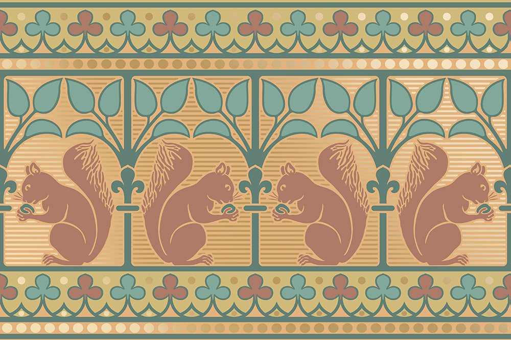 Gothic Squirrel Dado 3x Bradbury and Bradbury Wallpaper 