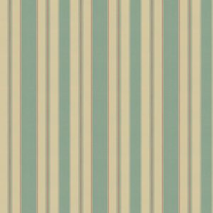 Bold Stripe features vertical stripes in teal, cream, yellow, and thin red lines for a simple, retro-inspired pattern—ideal for set design or any space needing vintage flair.