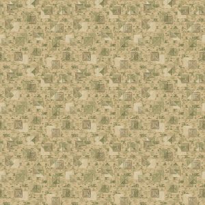 Greg's Room features a repeating geometric pattern in green and beige, with abstract shapes and lines arranged in a grid—perfect for vintage wallpaper or adding visual interest to any set design.