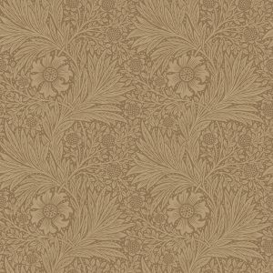 Marigold was originally designed by William Morris in 1875. This pattern features large single blossoms amid leafy meanders over a ground of smaller flowers.
