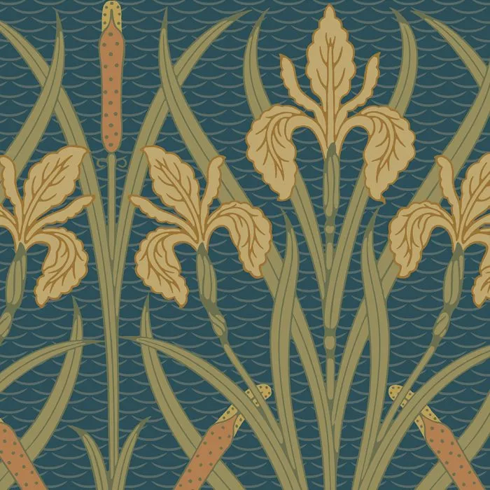 Iris Frieze in Indigo pattern detail