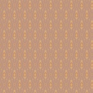 Italianate Fill in Florentine features a seamless pattern of gold teardrop shapes and floral motifs on a muted brown background, inspired by classic Italianate and Victorian wallpaper designs.